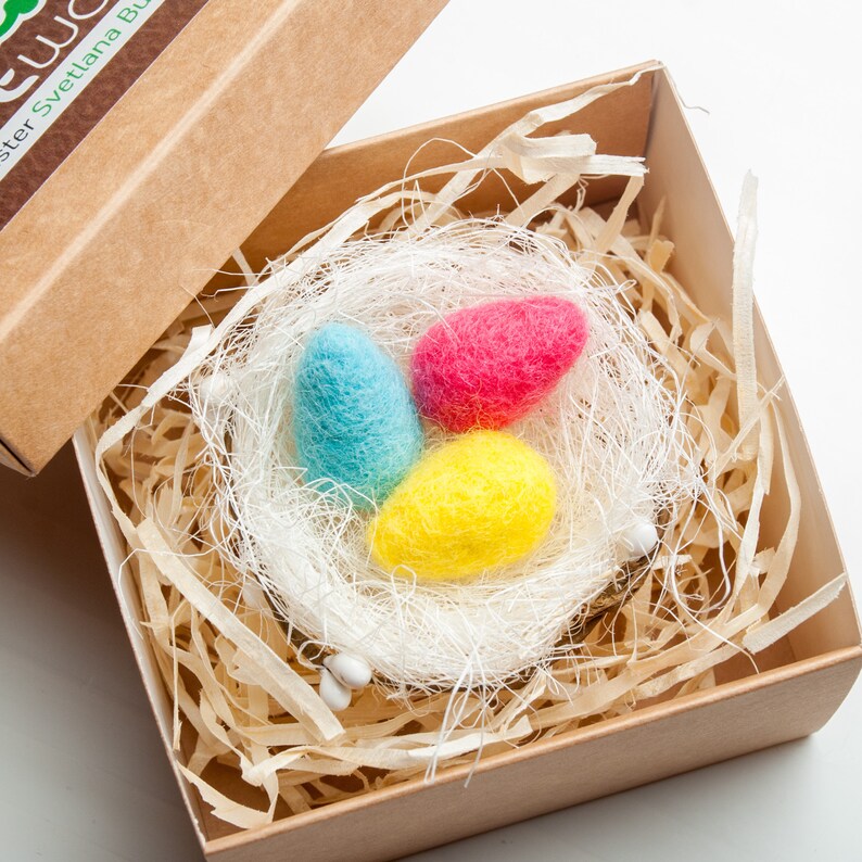 Merino wool Easter eggs in a nest 3 multicoloured Easter Etsy