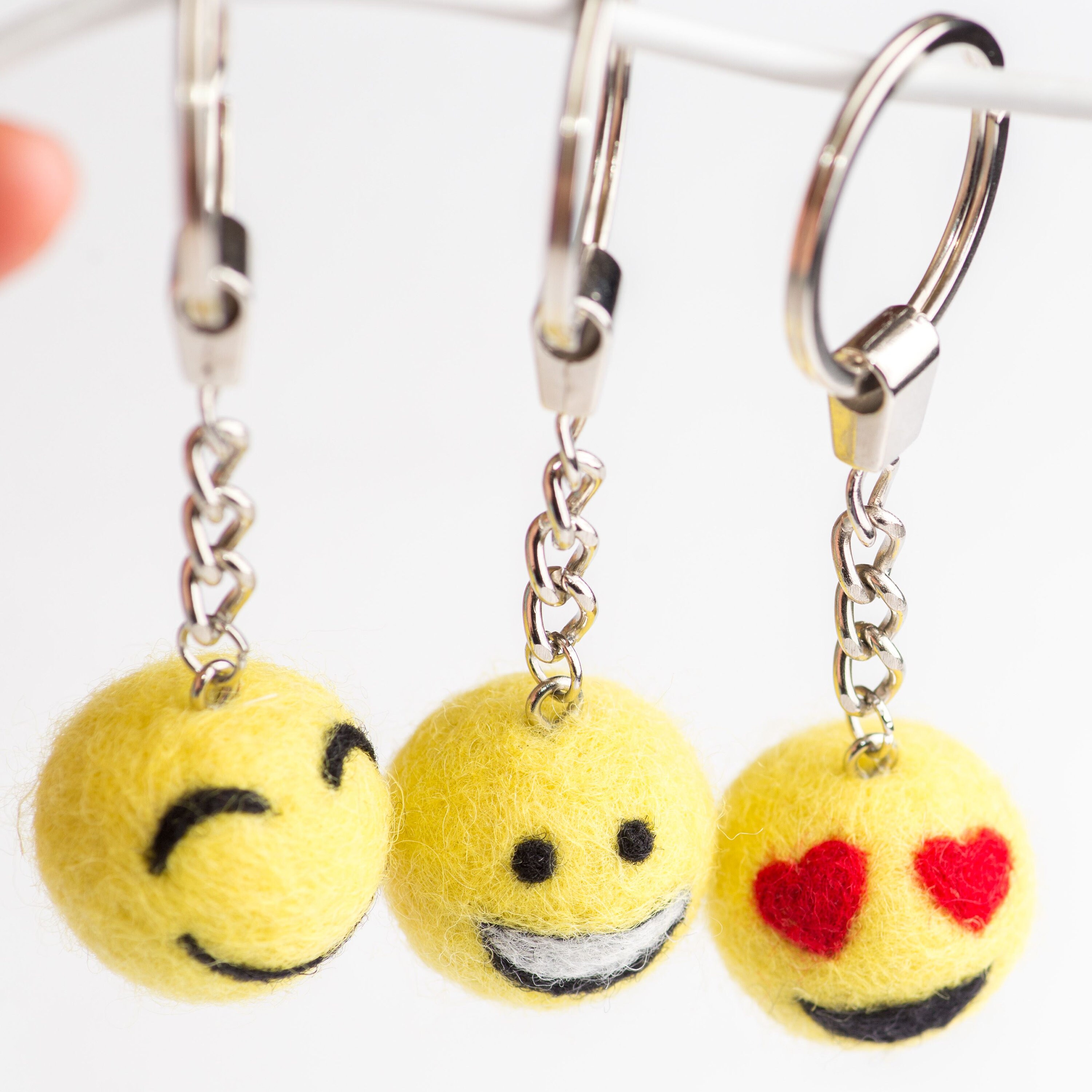 Emoji Keychain Smile Keyring Emoji Gift Etsy