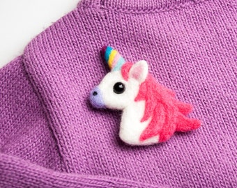 Einhorn Brosche, Einhorn Pin, gefilztes Einhorn