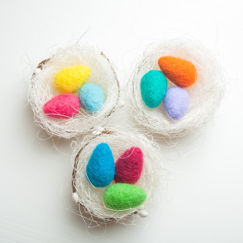 Merino wool Easter eggs in a nest 3 multicoloured Easter Etsy
