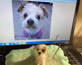 Miniature Felted Dog Sculpture, Wool Dollhouse Dog, Tiny Pet Replica