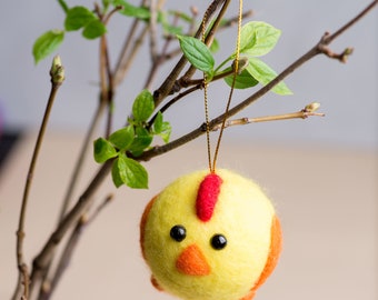 Easter spring chick, Needle feltel birds, Easter chicken