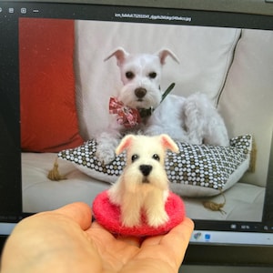 Felted Schnauzer Miniature – Handmade Wool Dog Sculpture – Pet Memorial Gift