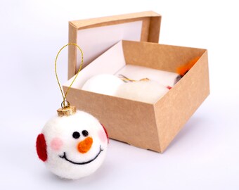 Snowman diy kit, Snowman craft kit, felting beginner kit