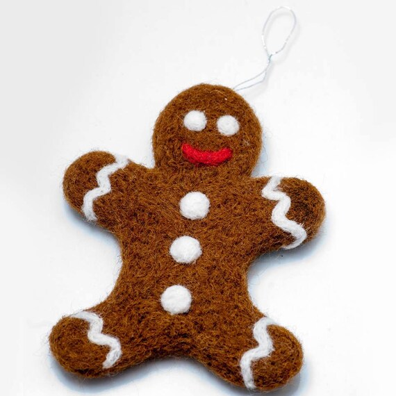 Cute Wool Gingerbread Man Needle Felted Christmas Tree Etsy