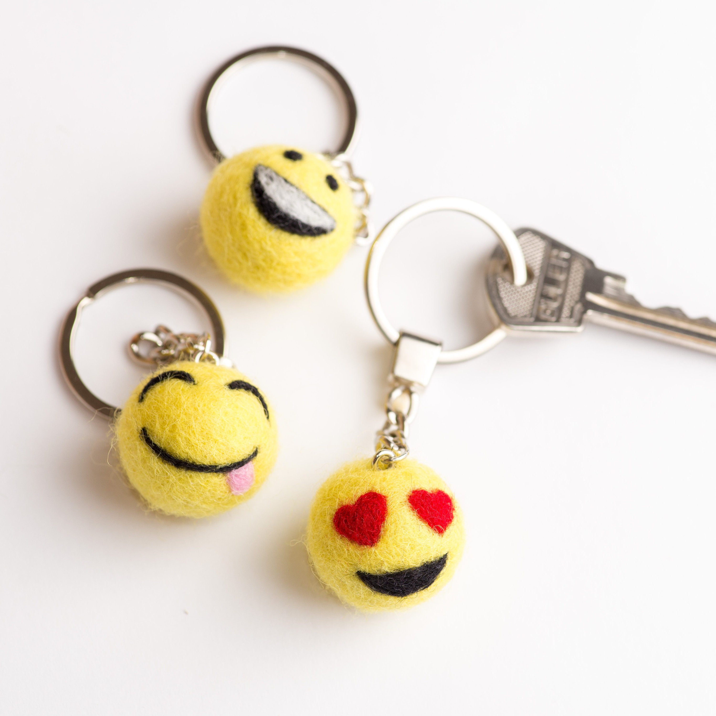 Emoji Keychain Smile Keyring Emoji Gift Etsy