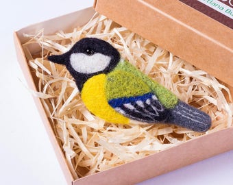 Titmouse brooch, bird brooch, bird pin