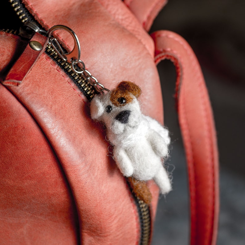 Needle felted cute dog keychain handmade dog keyring Etsy