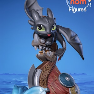 Tandloos / Hoe tem je een draak / Night Fury / Dreamworks ∞ Harsfiguur ∞ Model ∞ Sculptuur ∞ Standbeeld ∞ Decoratie ∞ Verf