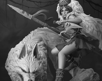 Princess Mononoke / Mononoke Hime / Studio Ghibli / Anime Girl ∞ Resin Figure ∞ Model ∞ Sculpture ∞ Statue ∞ Decoration ∞ To Paint
