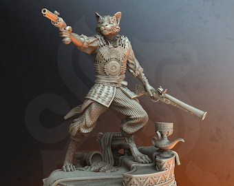 Tabaxi Gunslinger Rogue Soldier Bodyguard Warrrior Gun 32mm 75mm ∞ Tabletop Games ∞ D&D Dungeons and Dragons ∞ Wargaming ∞ Pathfinder