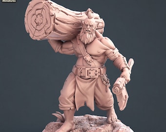 Drwal Ork Robotnik Topór Drewno NPC 28mm 32mm 75mm ∞ Gry planszowe ∞ D&D Dungeons and Dragons ∞ Pathfinder