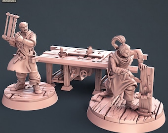Carpenter Set Human Male Female Wood Worker Scenography 28 32 mm∞ Tabletop Games ∞ D&D Dungeons and Dragons ∞ Wargaming ∞ Pathfinder