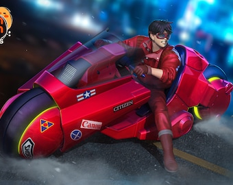 Kaneda / Akira / Yaiba Kusanagi CT-3X / Moto Motorista / Manga Anime ∞ Resin Figure ∞ Model ∞ Sculpture ∞ Statue ∞ Decoration ∞ To Paint