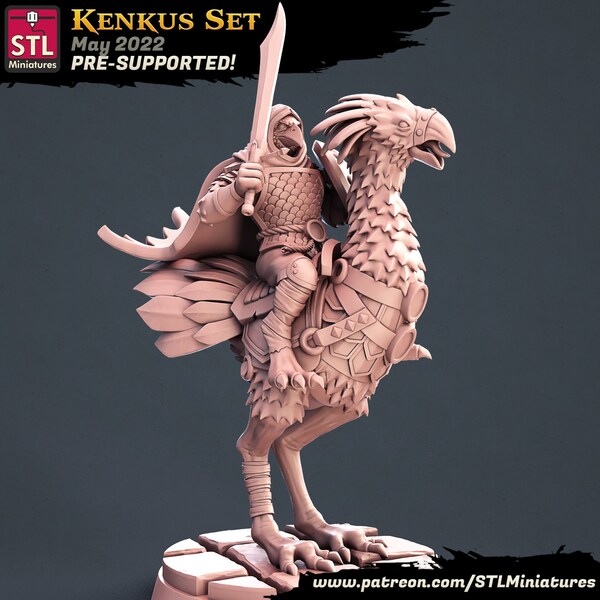 Kenku Crow Mount Chocobo Bird Warrior Soldier Fighter 28 32 75 mm∞ Tabletop Games ∞ D&D Dungeons and Dragons ∞ Wargaming ∞ Pathfinder