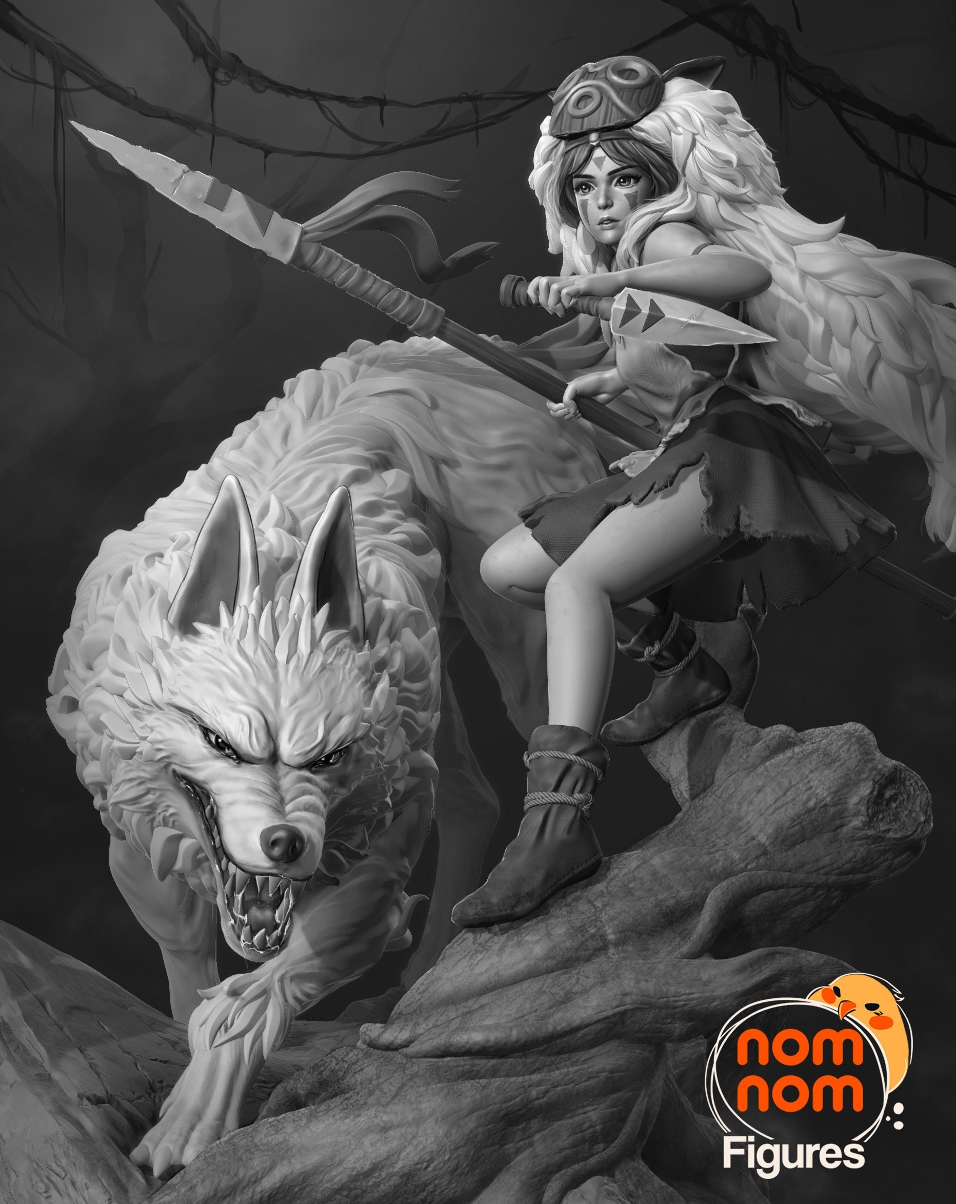 Princess Mononoke / Mononoke Hime / Studio Ghibli / Anime Girl ∞ Resin Figure ∞ Model ∞ Sculpture ∞ Statue ∞ Decoration ∞ To Paint