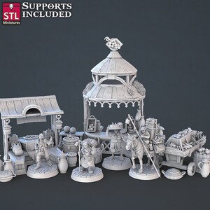 Pack Vendors Food Fruits Vegetables ∞ Tabletop D&D Dungeons and Dragons  Wargaming  Pathfinder Scenography Furniture Diorama