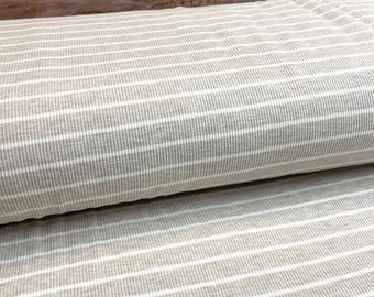 Rippjersey  beige mit weißen Streifen Ripstrick-Jersey   50 x 140cm