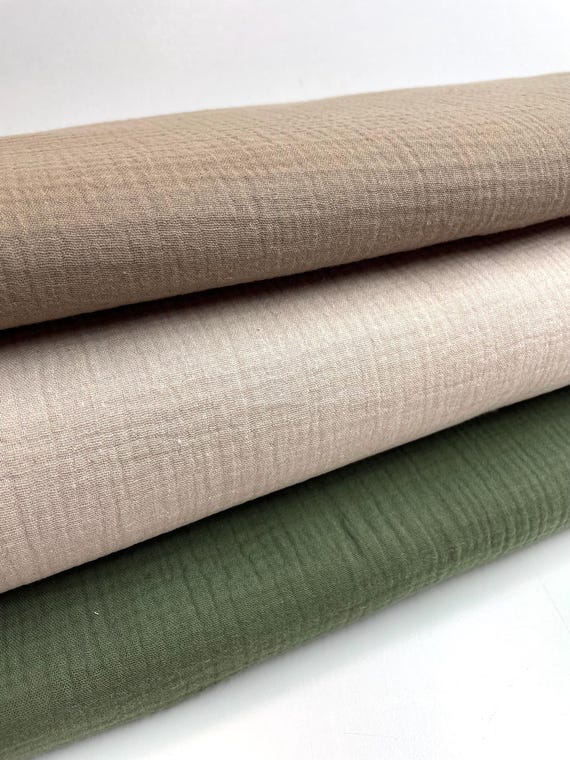 Musselin Stoff Double Gauze natur Farbtöne Mulltuch Musseline