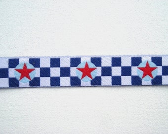 Ribbon blue checkered with red star