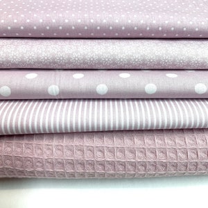 Fabric package dusty rose - woven fabric and waffle lpique light old pink