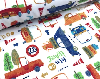 Organic French Terry digital* Summer sweat vehicles children's fabric * children's motif 50 cm x 145 cm