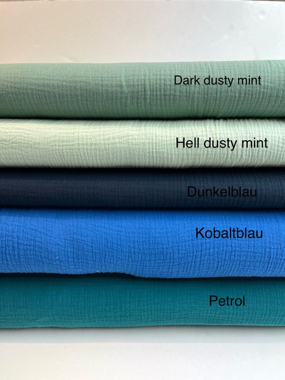 Musselin Stoff Double Gauze blau-grüne Farbtöne Mulltuch Musseline