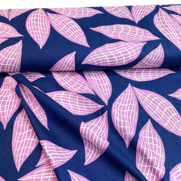 RESTSTÜCK Leinen-Viskose Stoff blau- rose  75cm Nerida Hansen