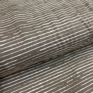 Cotton jersey taupe jersey with stripes 50 cm x 145 cm