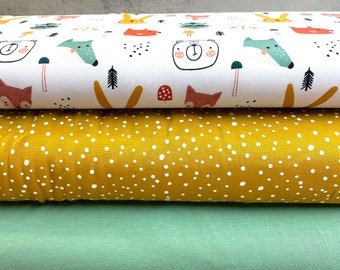 Fabric package Forest Animals Forest Animals French Terry u Jersey 3 pieces each 50 cm x 150 cm Children's fabrics Jersey for children