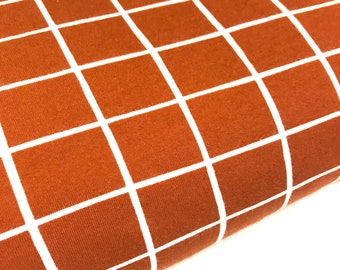 Organic sweat fabric rust with white grid Bio-Soft Sweat Raster