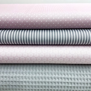 Fabric package gray - dusty rose and waffle pique light gray