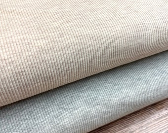 Rib knit jersey beige mottled or light gray mottled rib knit 50 cm x 135 cm