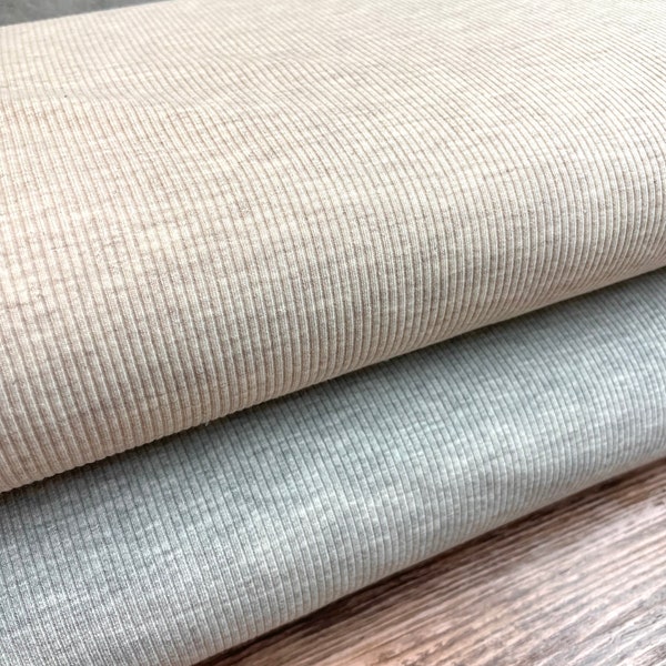 Rib knit jersey beige mottled or light gray mottled rib knit 50 cm x 135 cm