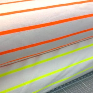 French terry summer sweat fabric ecru with neon stripes 50 cm x 145 cm