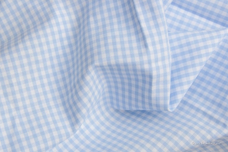 Vichy check fabric light blue checked 3 mm image 1