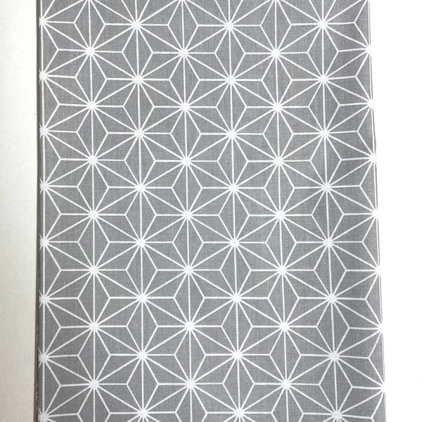 Baumwollstoff Asanoha -Design   Japan   Webware grau-weiß    OekoTex Standard 100     50cm x 150cm