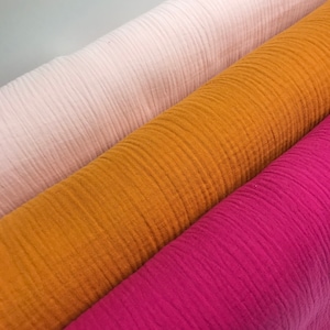 Muslin fabric package Double Gauze 3 pieces each 50 cm x 135 cm pink, pink, orange gauze