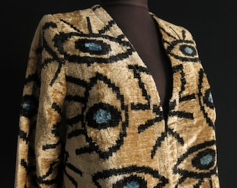 Silk velvet women's jacket with evil eye destroyer