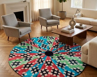 Silk velvet  Ikat patchwork tablecloth