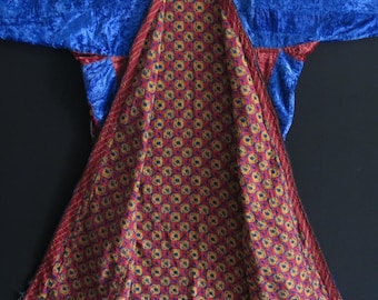 Vintage Uzbek silk velvet chapan - robe