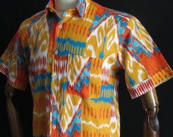 Men's cotton shirt with ikat design