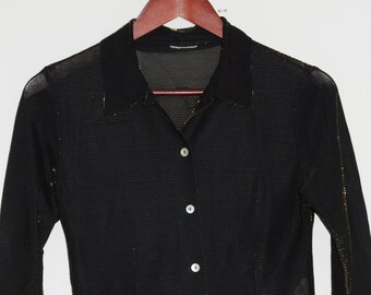 Vintage black and golden thread shirt Size 38 FR