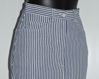 Vintage blue striped skirt MISS DYNAM Size 36 FR