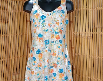Vintage 60s/70s multicolor floral straped dress FRANCE RIVOIRE made in France Size M