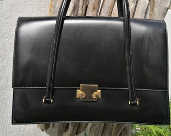Vintage black simili leather handbag