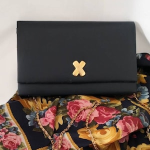 Cartera vintage 80s REBECCA MOLENAAR o bolso de simili piel azul marino