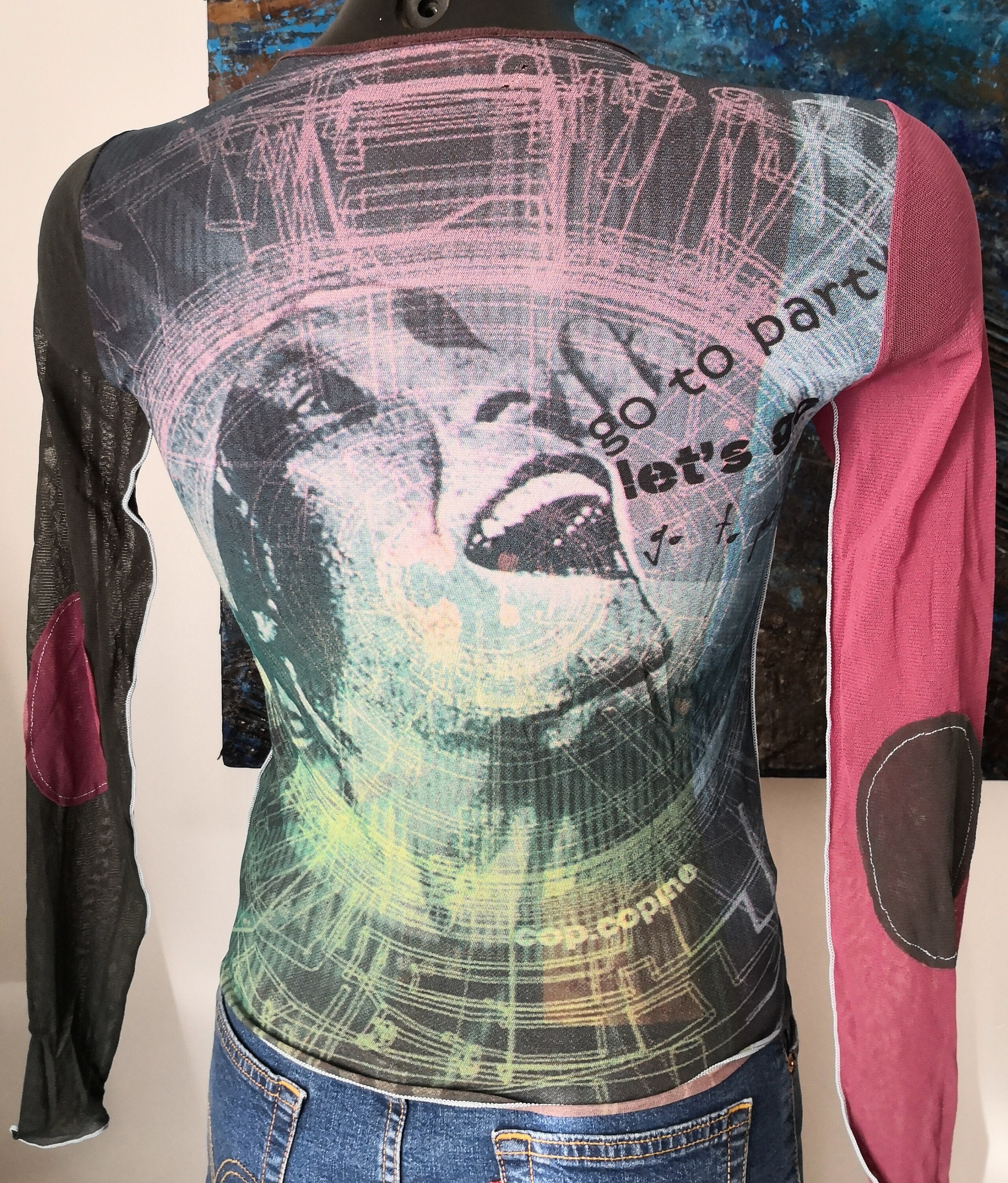 Vintage Cop Copine Y2K Multicolor Mesh Top, 2000s Vintage, Model 