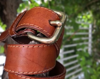Leegin‎ women\'s vintage brown leather belt size 36 Vintage Leegin Leather Belt: 1980s Chestnut Brown, Solid  main image 3