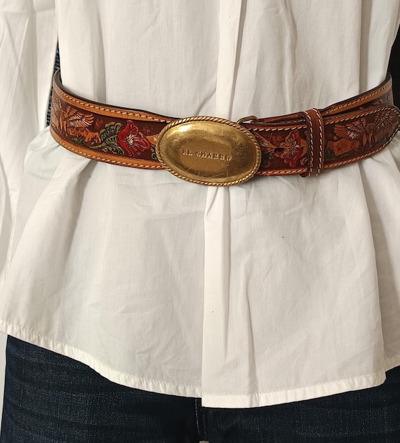 Vintage El Charro Leather Belt – Hand-painted Western Style  display picture 1